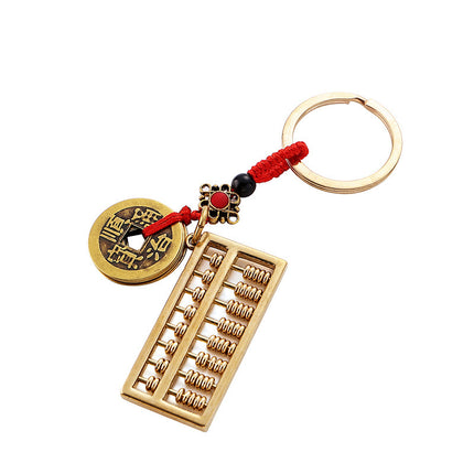 Brass movable Abacus keychain beads can rotate five Emperor money wishful Abacus hoist key chain pendant wholesale