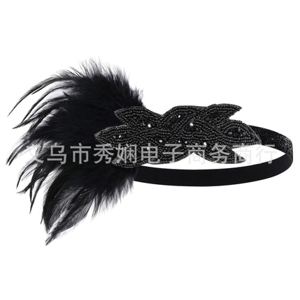 European and American Vintage Hair Band 1920 Great Gatsby Inspired Feather Headband Cocktail Party Hair Accessories