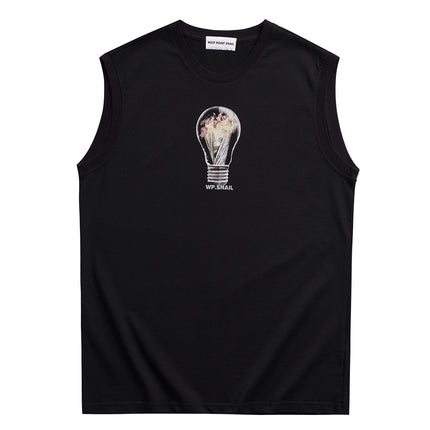 Kangli direct spray fashion brand men's all-match short sleeve fashion ins spray printing spiral bulb lovers casual vest T-shirt