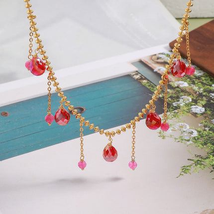 Lishan Versatile Bowknot Accessories Titanium Steel Metal Chain Series Layered Natural Stone Necklace Clavicle Chain for Women