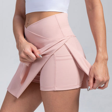Cross-border Nylon Sports Skirt Yoga Shorts Skirt Tennis Skirt Fitness Clothes Running Outdoor High Waist Yoga Clothes Women