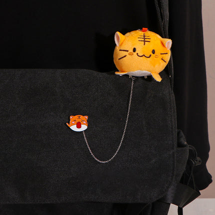 Cartoon plush tiger peripheral brooch couple Japanese clothes bag decoration Tiger Year auspicious metal badge men and women