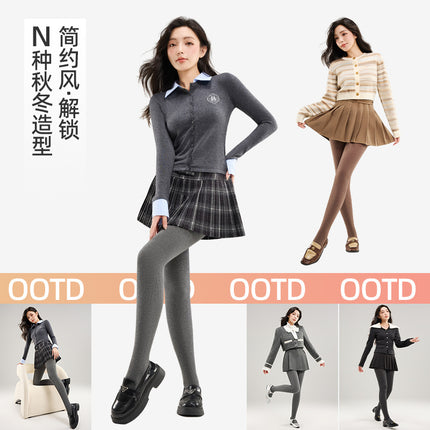 New Vertical Striped Leggings for Spring and Autumn, Hip-Lifting, Slimming, Gray Series, Thin Striped, Slimming, Slight Compression Pantyhose for Women