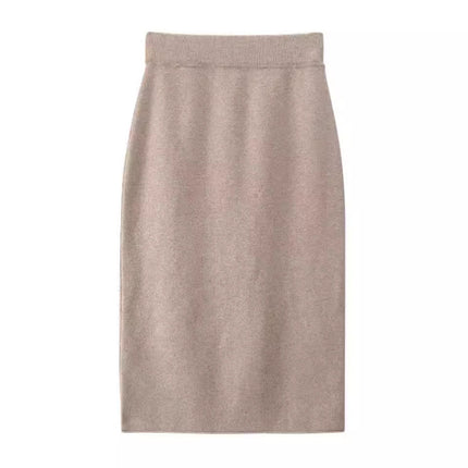 Autumn New Slim Knitted Skirt Mid-length Hip Skirt Skirt Women's Elegant Slim-fit Straight Step Skirt