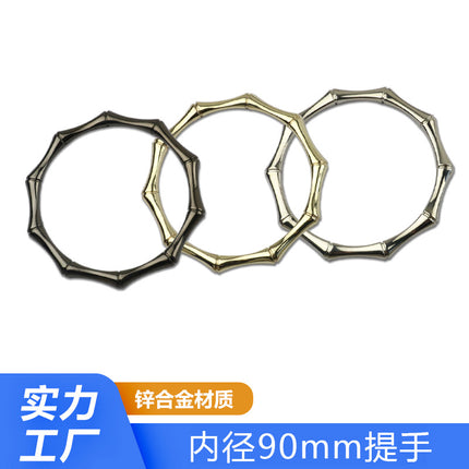 Luggage hardware accessories metal handle handbag DIY circle handle light gold bamboo knuckle hand handle