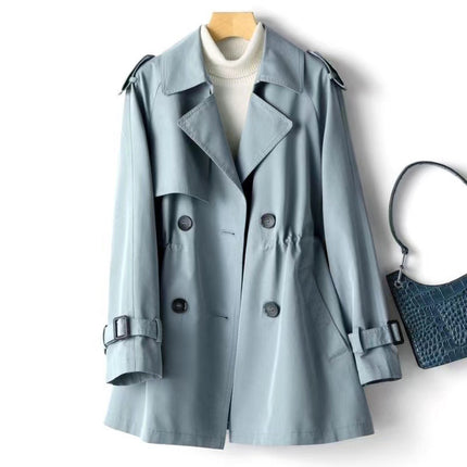 Windbreaker Women's Mid-length Small All-match 2024 Spring and Autumn New Korean-style Waist British-style Popular Coat