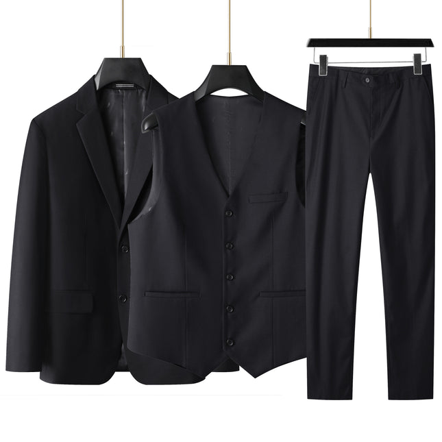 Fat Man 2025 Spring and Autumn New Men's Loose Plus Size Plus Size Business Casual Suit Three-Piece Suit