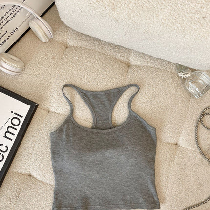 Thread Cotton Back I-shaped Design Sense Beautiful Back Integrated Fixed Cup Sling All-match Slim Look Slim Vest Base