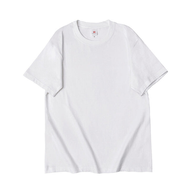 220g Cotton Three-Needle Round Neck Loose Shoulder Short-Sleeved Men's Summer T-Shirt Export Cross-Border Light Board Bottoming Shirt