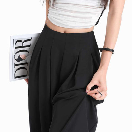 Wholesale Dropshipping Summer & Modern and Casual Lazy Style ~ Super Soft Black Suit High Waist Wide Leg Casual Pants