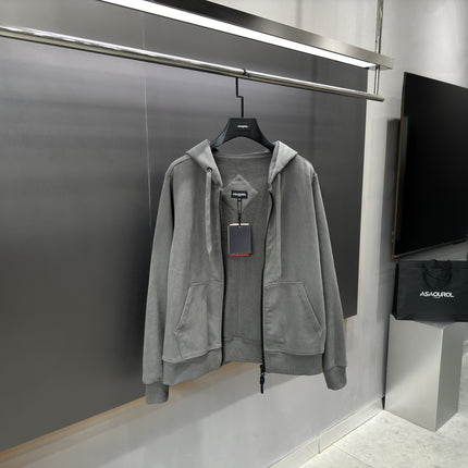 Asaourol Oversized High-Weight Cotton Heavy Casual Men's Cardigan Hooded Light Luxury Zipper Sweatshirt