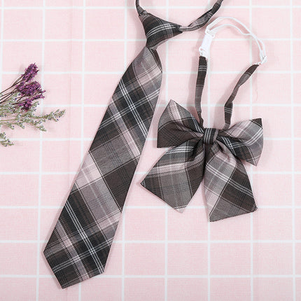 Japanese and Korean striped jk/dk college style men's and women's red cyanotic gray blue shirt accessories tie-free collar set