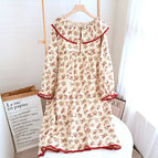 Lace collar khaki dress / M