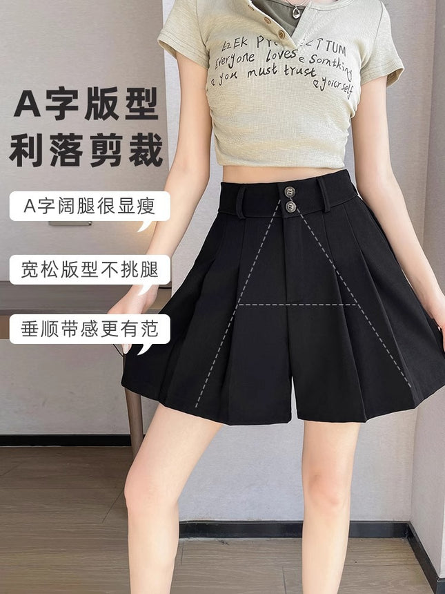Autumn 2024 Korean style pants plus size casual suit wide-leg shorts women's chubby girl pear-shaped figure casual shorts