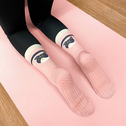Double Socks Mouth Design Interior Mid-tube Floor Socks Women's Non-slip Spot Glue Socks Sweat Absorbing Breathable Pilates Yoga Socks