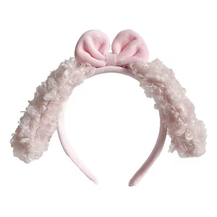 Autumn and Winter Bow Hair Band ins Korean Style Cyber Red Hair Accessories Cute Lamb Headwear Cartoon Lamb Wash Face Hair Band
