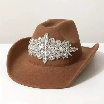 Solid Color Light Board Felt Western Cowboy Hat Outdoor Autum Hat Women's Simple French Hat Men's High-End