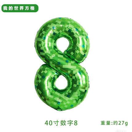 40inch Number Balloon Green Plaid Balloon Cross-Border Party Layout Scene Atmosphere Aluminum Film Balloon Numbers