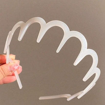 High Elastic Toothed Wave Hair Band Women's 2024 New Style Broken Hair Finishing High Cranial Top Head Band Summer Face Washing Special Hair Stamp