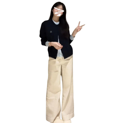 Korean Style Atmosphere Fake Two-piece Knitted Cardigan Women's Early Spring 2025 New Lazy Style Sweater Coat Top