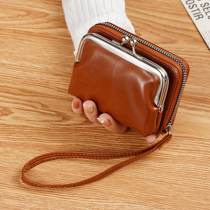 Ready Supply Factory Cross-Border Supply Women's Buckle Coin Purse 4inch Zipper Clip Bag Clutch Bag Retro Bag