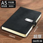 A5 deep pure black-elk head-flat buckle 360 pages