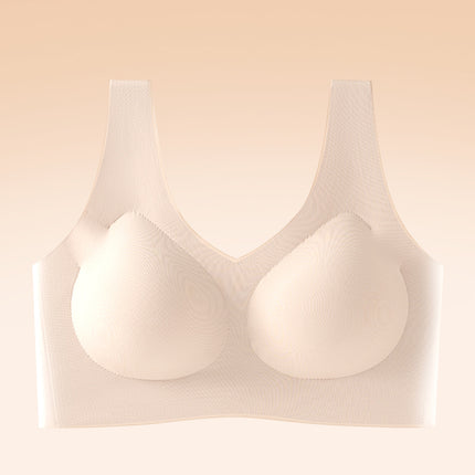 New Seamless Invisible Liquid Foundation Large Size Bra Without Rims Push-Up and Auxiliary Breast Integrated Fixed Cup Bra Underwear