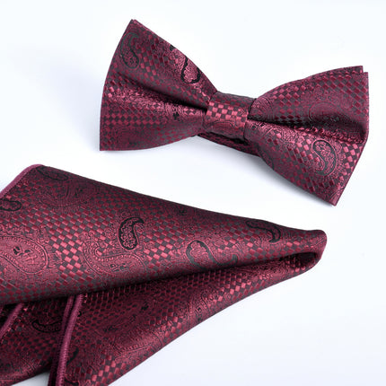 Bow tie square men's two-piece wine red series new spot business executive professional style groom wedding