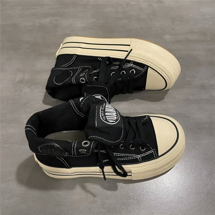 Thick-Soled Canvas Women's 2025 Spring and Autum New High-Top Women's Beige Versatile Board Ins Trendy Wholesale Casual Shoes