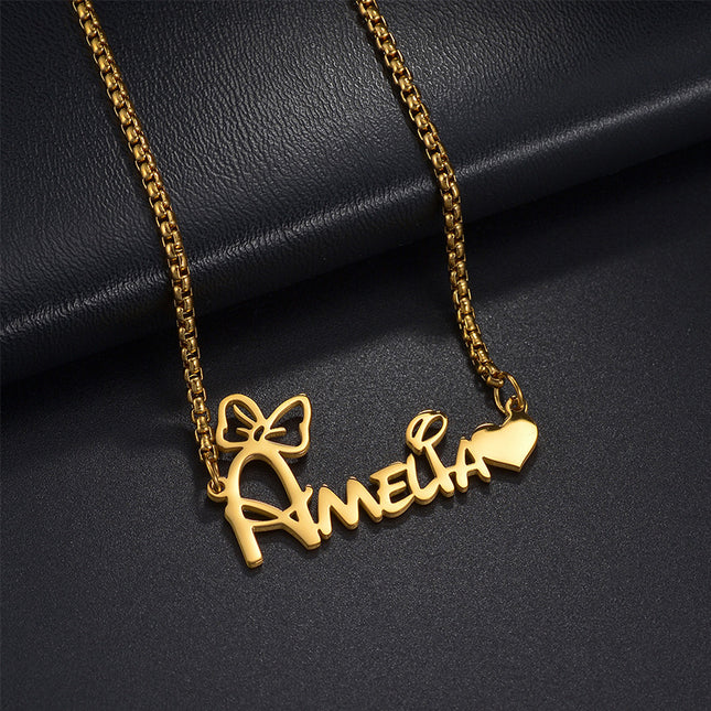 European and American Cross-Border New Product Vacuum Electroplating 18K Gold Necklace Fashionable DIY Name English Letter Jewelry Drop Shipping