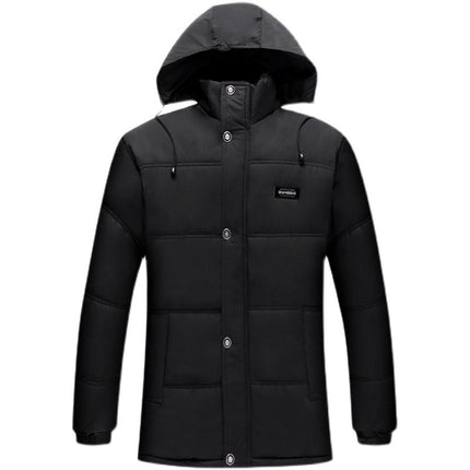 Cross-Border Foreign Trade Volume Winter New Men's Fashion Trendy Dad's Wear Middle-Aged Hooded Thickened Cotton Jacket
