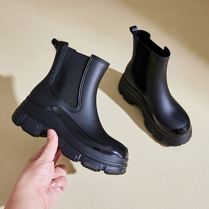 Cross-Border Fashion Rain Boots Women's Waterproof Shoes Martin Boots Thick-Soled Rain Boots Chelsea Non-Slip Water Boots Rubber Shoes for Outer Wear