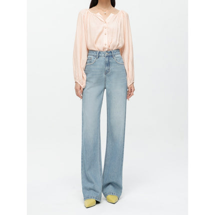 High-End 2026 Women's Jeans Spring Vintage Korean Style Simple Loose Drape High-Waisted Slimming Floor-Length Pants