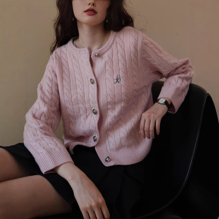 Classic Reputation Australian Merino Wool Cable-Knit Cardigan for Small People