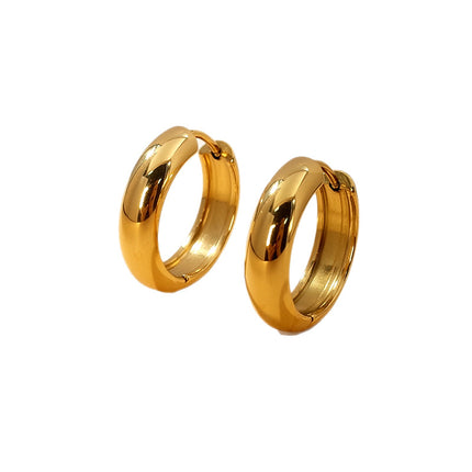 Hot-Selling Titanium Steel Simple Polished Minimalist Earrings, Light Luxury, High-End Fashion, Large Hoops, Versatile Earrings for Men and Women