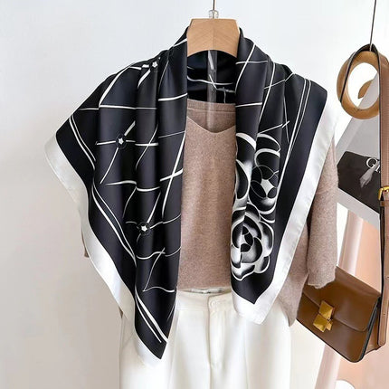 70 Silk Scarf Square Scarf High-end Korean Style Fashion All-match Professional Silk Small Scarf Retro Printed Silk Scarf for Women