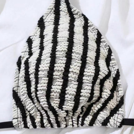 2025 European and American New Split Sexy Striped Towel Cloth Bikini Bikini Swimsuit for Women's Foreign Trade