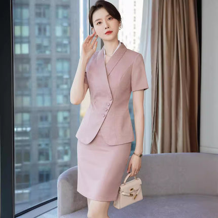 Suit suit Women's Summer Short-sleeved Tooling Professional Temperament Hotel Front Desk Manager Jewelry Shop Beautician Work Clothes
