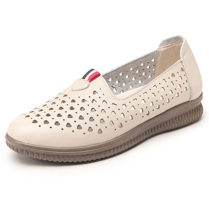Mom's Shoes, Perforated Shoes, Non-Slip, Breathable, Middle-Aged and Elderly Summer 2026 New Style Sandals, Soft-Soled Women's Leather Shoes, Middle-Aged Single Shoes