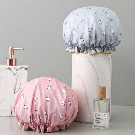 Double-layer shower cap waterproof shower head set household women's summer shower cap hair set kitchen anti-oil smoke film special wholesale