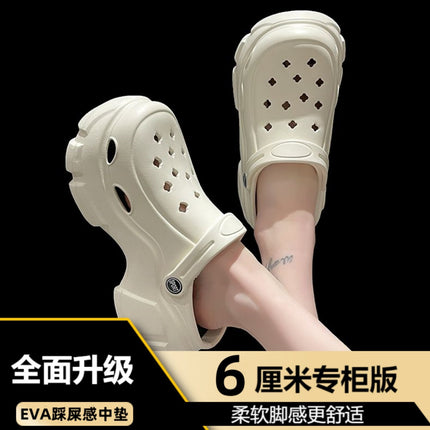 Women's High-Heeled Clogs for Outdoor Wear, Ultra-Thick Sole Height-Increasing Non-Slip Beach Sandals, Closed-Toe Sandals for Women, Summer 2025 Outdoor Wear