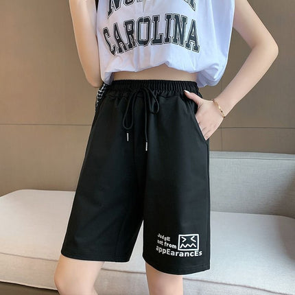 Girls Wear Running High School Entrance Examination Physical Education Junior High School Senior high school Girls Five-point Pants Loose Waist Shorts Wide Leg Pants Summer