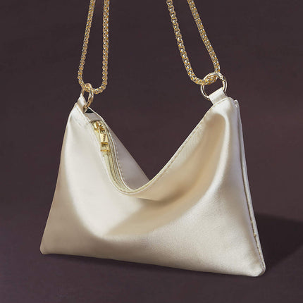 Amazon Cross-border Satin Artificial Silk Satin Women's Niche Simple Chain Armpit Square Bag Party Dinner Bag