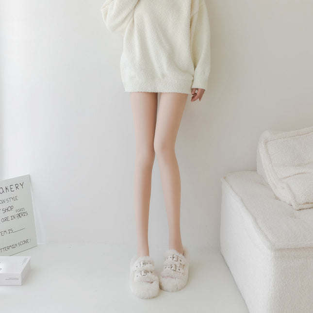 Thickened Skin-Colored Leggings for Autumn and Winter, Faux Sheer Look, Durable and Versatile, Fleece-Lined for Beautiful Legs