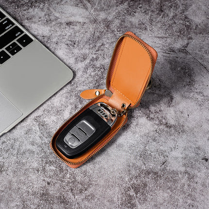 Cross-border Genuine Leather General Motors Key Case AliExpress wish Key Leather Case Double Zipper Men's Retro Waist Hanging