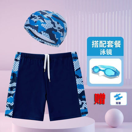 Children's swimming trunks boys swimming trunks boxer small and medium-sized children's swimsuit fat treasure training quick-drying swimsuit suit wholesale