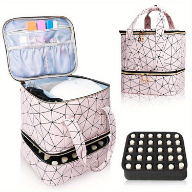 Nail Polish Storage Bag Nail Art Portable Double Layer Height Large Capacity Essential Oil Bag Can Accommodate Light 30 Bottles