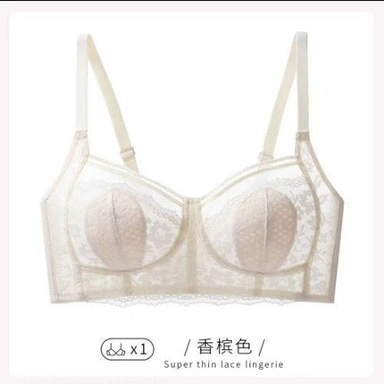 Pure Desire Style Ultra-thin Underwear Women's Large Chest Small Chest Slimming Upper Bra Anti-sagging Tilt Adjustable Bra