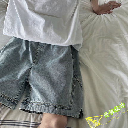 Men's Denim Shorts Trendy Brand Ins Summer Design Niche Five-Point Shorts Trendy Outerwear Loose Large Shorts