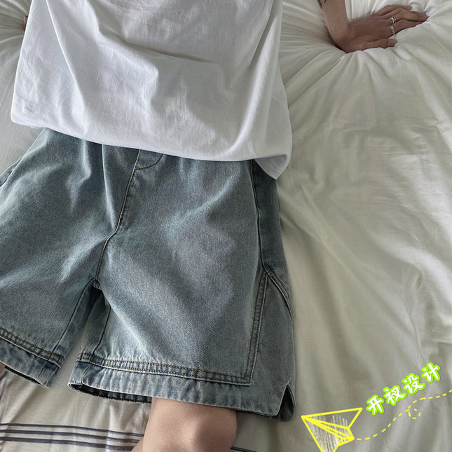 Men's Denim Shorts Trendy Brand Ins Summer Design Niche Five-Point Shorts Trendy Outerwear Loose Large Shorts